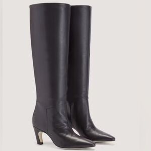 Everlane The Knee-High Banana Heel Boot pull on leather 3 inch heel black 10